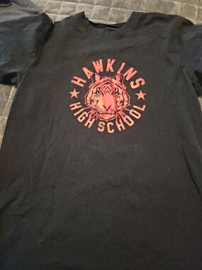 Nike Stranger Things Womens Black Tee with Red Tiger Graphic